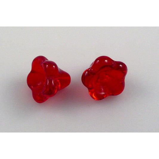 Bell Flower Beads 11 x 13 mm, Ruby Red (90080), Bohemia Crystal Glass, Czechia 11100240