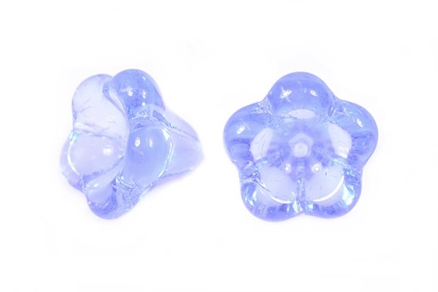 Bell Flower Beads 11 x 13 mm, Transparent Blue (30020), Bohemia Crystal Glass, Czechia 11100240