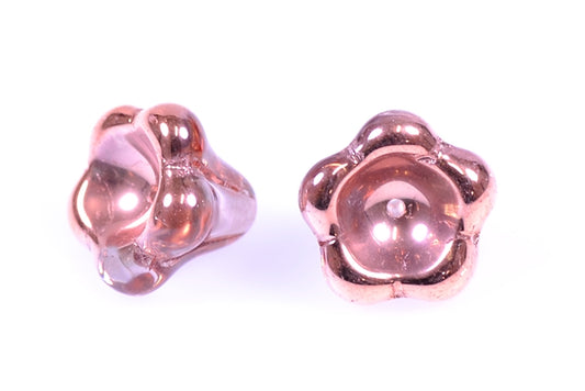 Bell Flower Beads 11 x 13 mm, Transparent Pink Rose Gold Capri (70110-27101), Bohemia Crystal Glass, Czechia 11100240