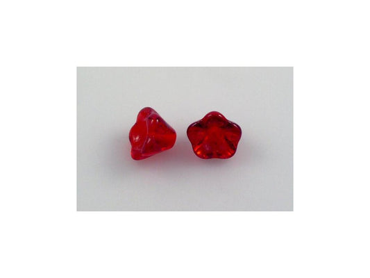 Flower Bell Beads Ruby Red Glass Czech Republic
