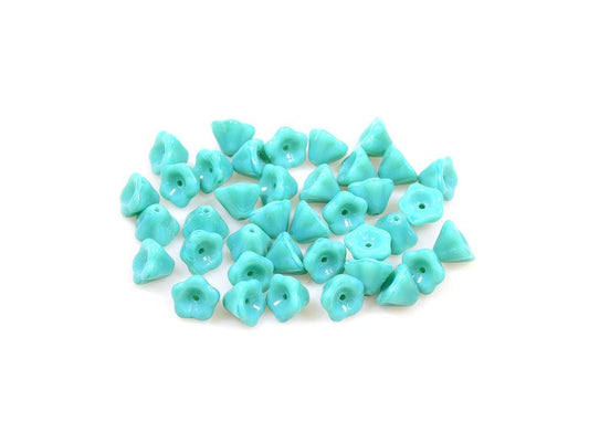 Flower Bell Beads Turquise Glass Czech Republic