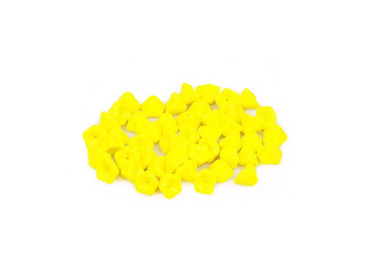 Flower Bell Beads Yellow Glass Czech Republic