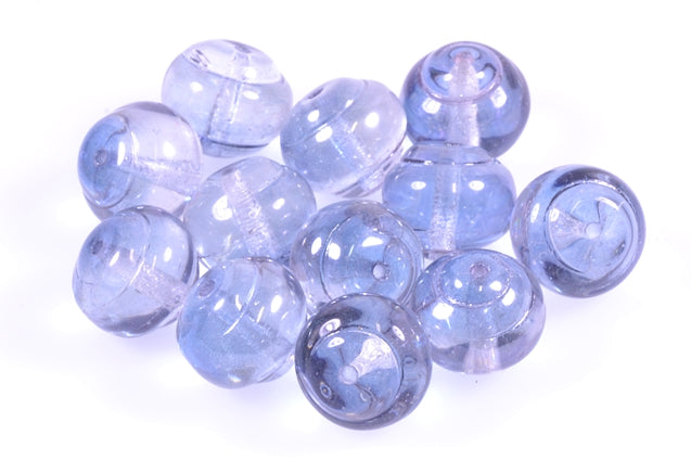 Pressed Beads 12 mm, Crystal Luster Blue Half Coated (30-14264), Bohemia Crystal Glass, Czechia 11100242