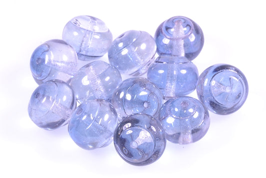 Pressed Beads 12 mm, Crystal Luster Blue Half Coated (30-14264), Bohemia Crystal Glass, Czechia 11100242