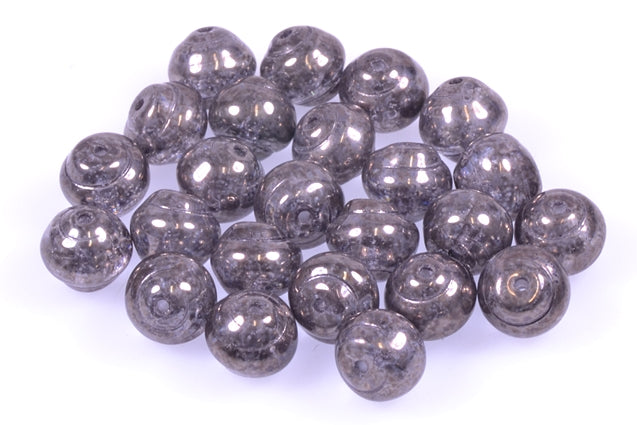 Pressed Beads 8 mm, Crystal Marble Gray (30-15427), Bohemia Crystal Glass, Czechia 11100242