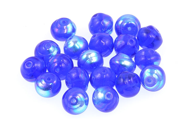 Pressed Beads 8 mm, Transparent Blue Ab (30060-28701), Bohemia Crystal Glass, Czechia 11100242