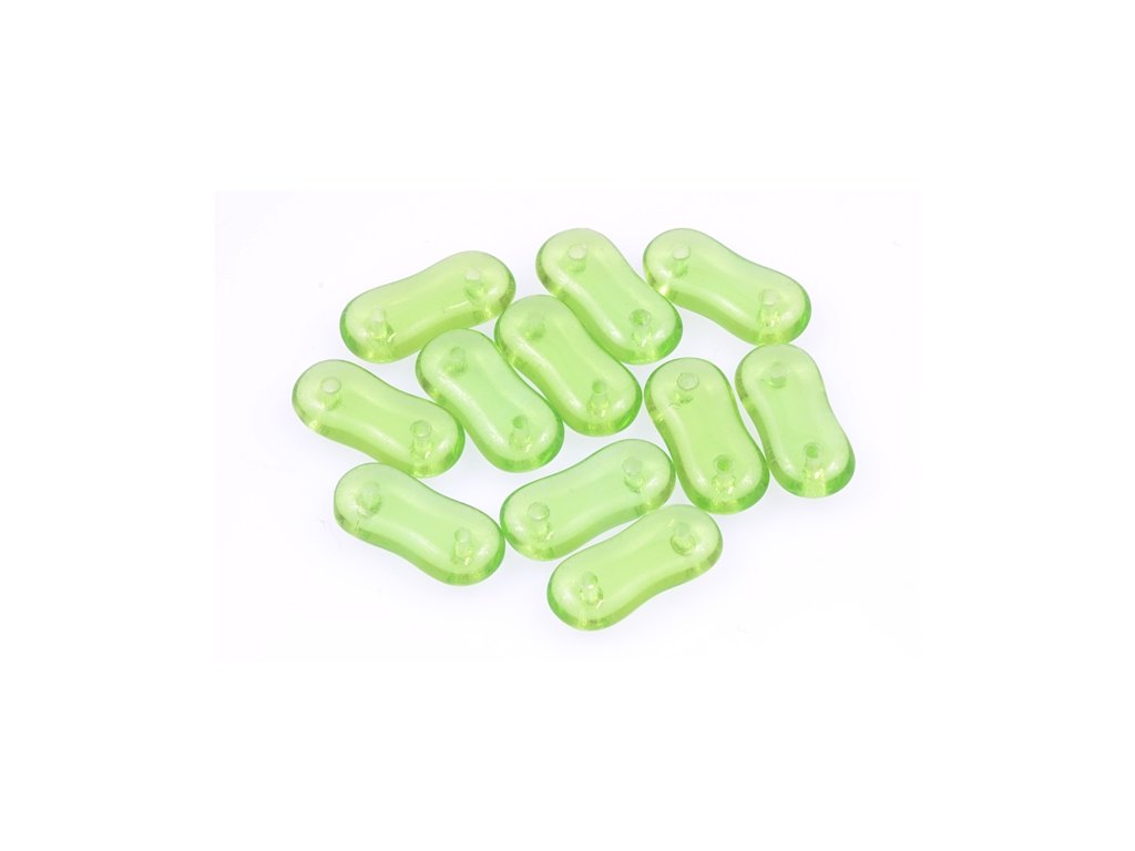 2-hole Spacer Pressed Beads Transparent Green Glass Czech Republic