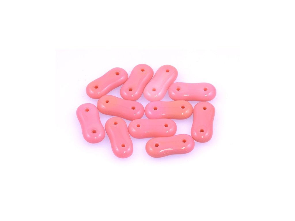 2-hole Spacer Pressed Beads Opaque Pink Glass Czech Republic