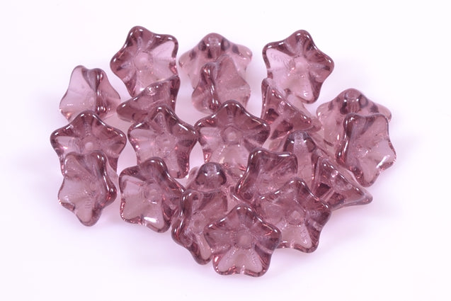 Petunia Flower Beads 8 x 13 mm, Transparent Light Amethyst (20030), Bohemia Crystal Glass, Czechia 11100285