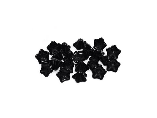 Flower Bell Beads Black Glass Czech Republic