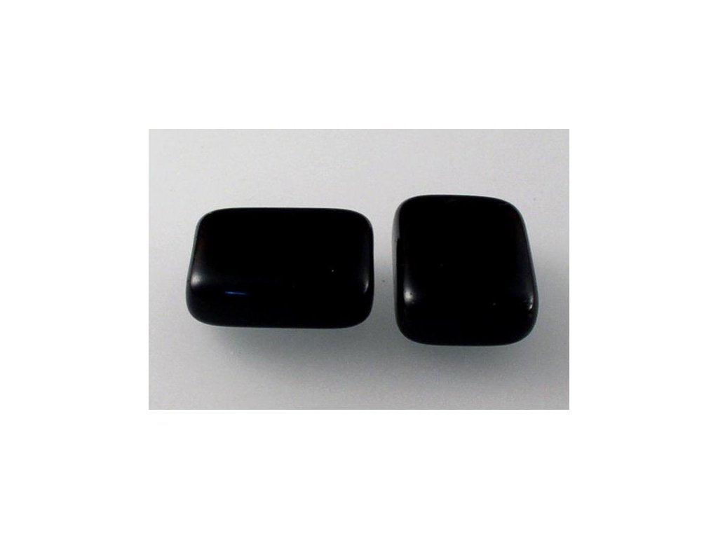 Flat Rectangle Beads Black Glass Czech Republic