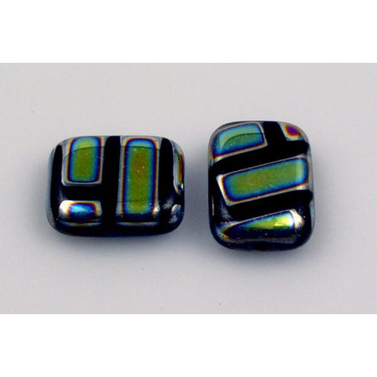 Flat Rectangle Beads 20 x 15 mm, Black 281099 (23980-281099), Bohemia Crystal Glass, Czechia 11101074