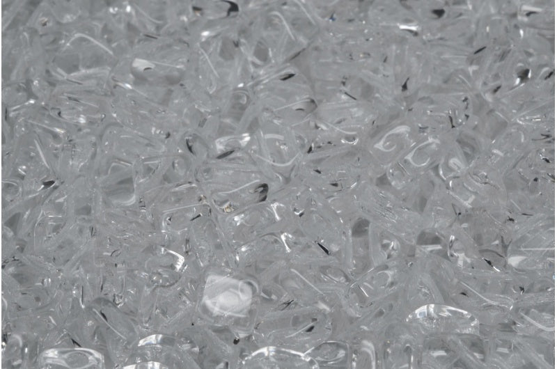 フラットシルキービーズ - 2穴、クリスタル（00030）、ガラス、チェコ共和国