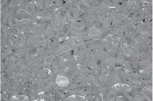 フラットシルキービーズ - 2穴、クリスタル（00030）、ガラス、チェコ共和国