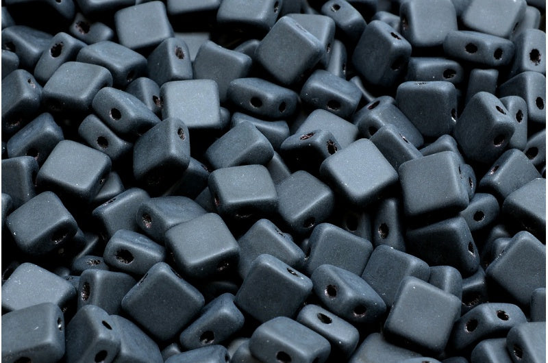 フラットシルキービーズ - 2穴、ブラックマット（23980-84100）、ガラス、チェコ共和国