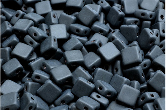 フラットシルキービーズ - 2穴、ブラックマット（23980-84100）、ガラス、チェコ共和国