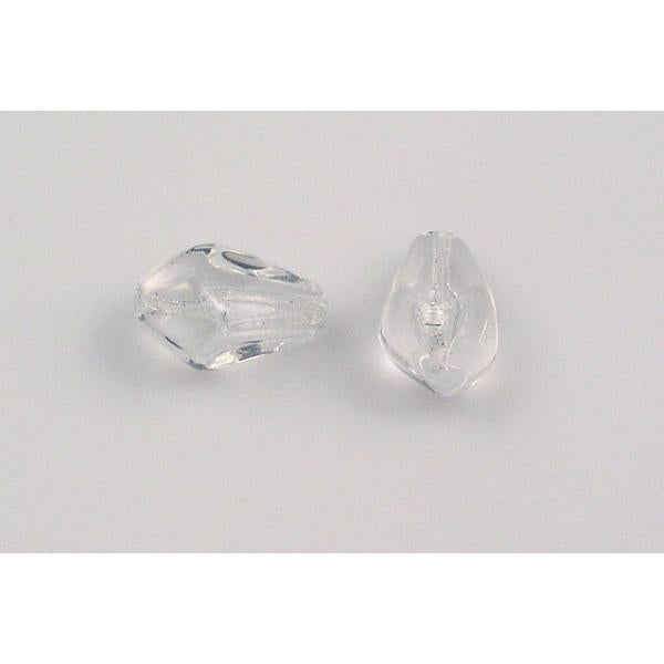 Pressed Faceted Beads Pear 15 x 10 mm, Crystal (30), Bohemia Crystal Glass, Czechia 11101313