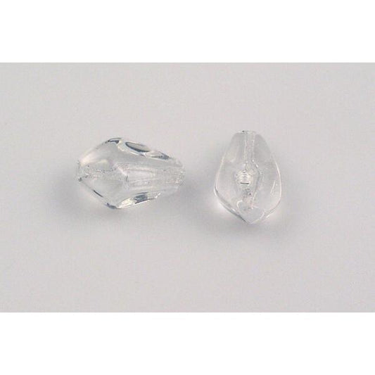 Pressed Faceted Beads Pear 15 x 10 mm, Crystal (30), Bohemia Crystal Glass, Czechia 11101313