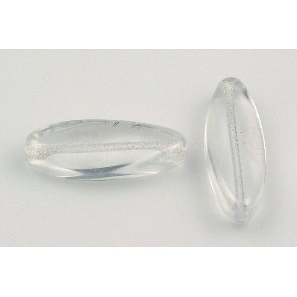 Pressed Beads Oval 24 x 9 mm, Crystal (30), Bohemia Crystal Glass, Czechia 11101314