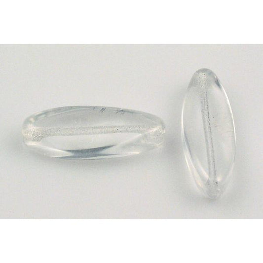 Pressed Beads Oval 24 x 9 mm, Crystal (30), Bohemia Crystal Glass, Czechia 11101314