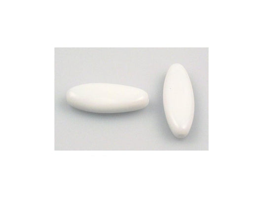 Pressed Beads Oval Chalk White Glass Czech Republic