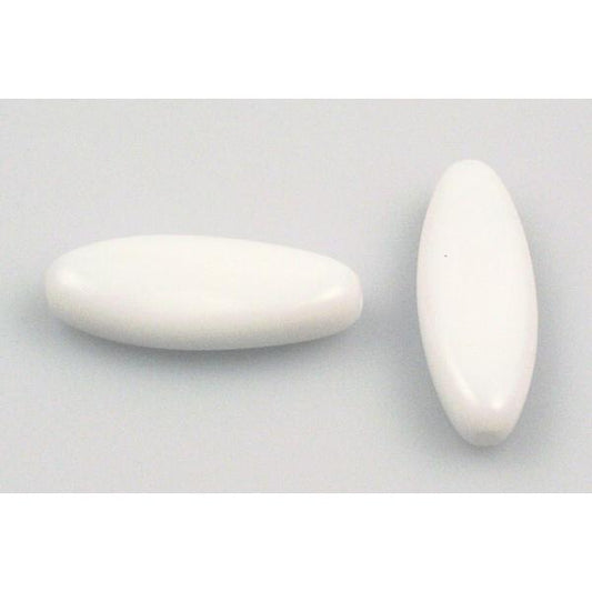 Pressed Beads Oval 24 x 9 mm, Chalk White (3000), Bohemia Crystal Glass, Czechia 11101314
