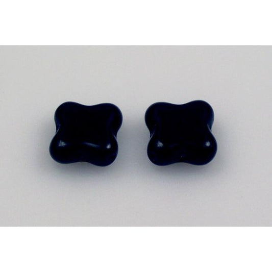 Pressed Beads 4-point star with diagonal hole 10 mm, Black (23980), Bohemia Crystal Glass, Czechia 11101317