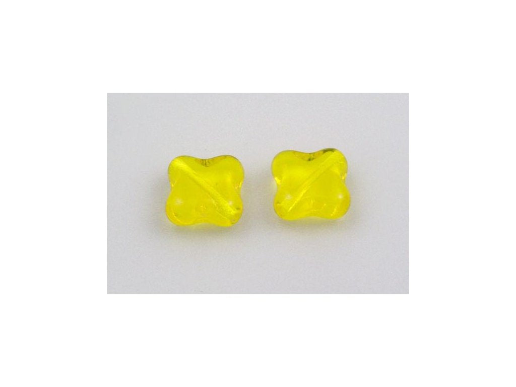 Pressed Beads Cross Transparent Yellow Glass Czech Republic