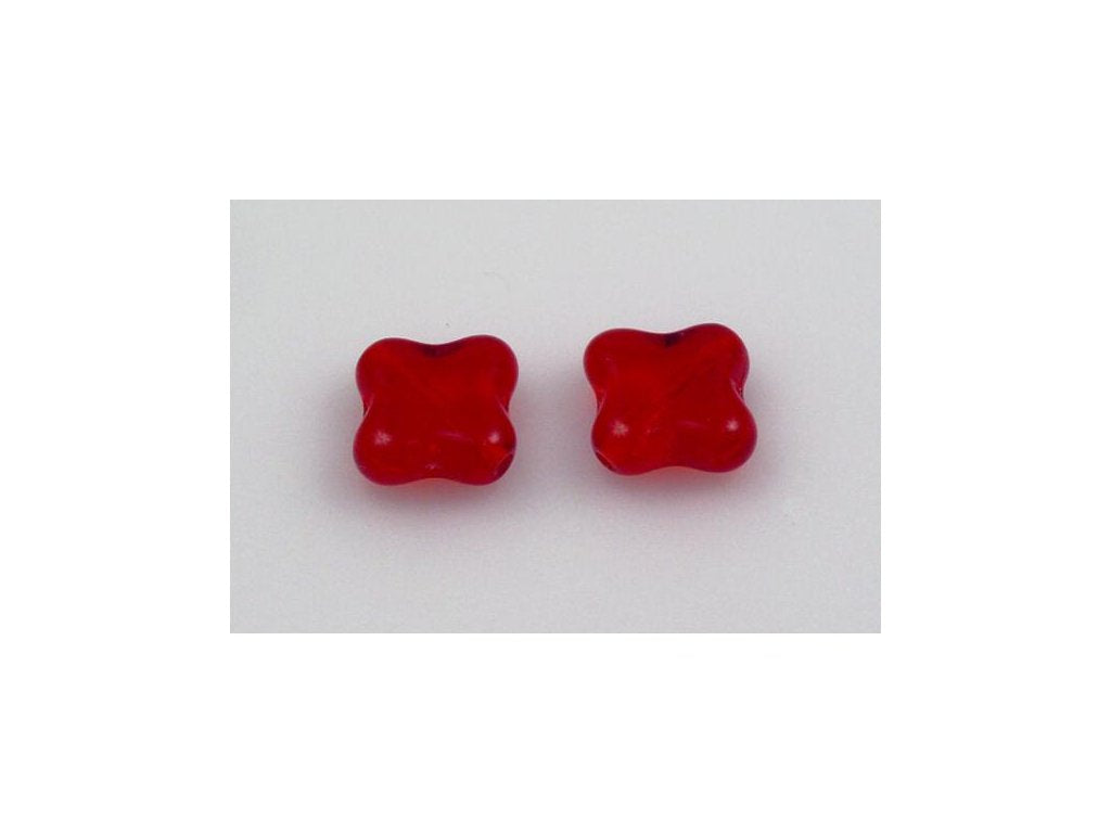 Pressed Beads Cross Ruby Red Glass Czech Republic