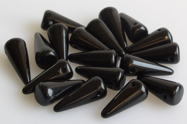 Spike Thorn Beads 7 x 17 mm, Black (23980), Bohemia Crystal Glass, Czechia 11101321