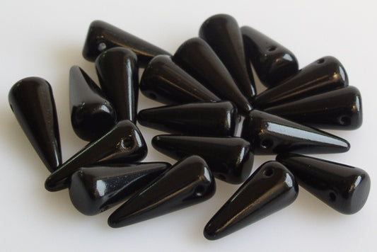 Spike Thorn Beads 7 x 17 mm, Black (23980), Bohemia Crystal Glass, Czechia 11101321