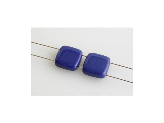 Tile 2-hole Square Beads Opaque Blue Glass Czech Republic