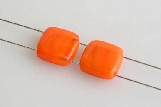 Tile 2-hole Square Beads 10 x 10 mm, Orange (96010), Bohemia Crystal Glass, Czechia 11109009