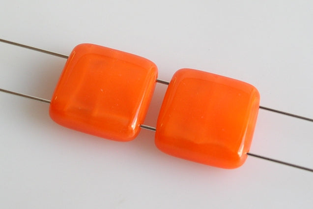 Tile 2-hole Square Beads 12 x 12 mm, Orange (96010), Bohemia Crystal Glass, Czechia 11109009