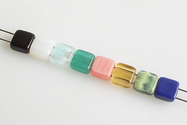 Tile 2-hole Square Beads 5 x 5 mm, Mixed Colors (), Bohemia Crystal Glass, Czechia 11109009