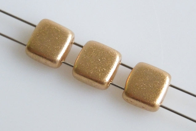 Tile 2-hole Square Beads 6 x 6 mm, Aztec Pale Gold (1710), Bohemia Crystal Glass, Czechia 11109009