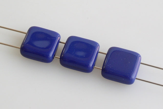 Tile 2-hole Square Beads 8 x 8 mm, Opaque Blue (33070), Bohemia Crystal Glass, Czechia 11109009