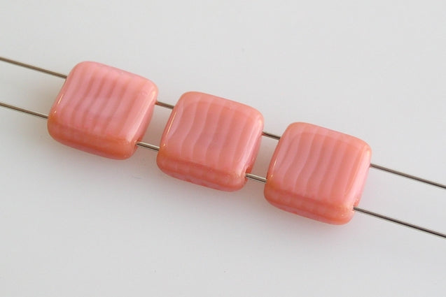 Tile 2-hole Square Beads 8 x 8 mm, Opaque Pink (76026), Bohemia Crystal Glass, Czechia 11109009