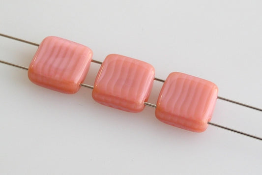 Tile 2-hole Square Beads 8 x 8 mm, Opaque Pink (76026), Bohemia Crystal Glass, Czechia 11109009
