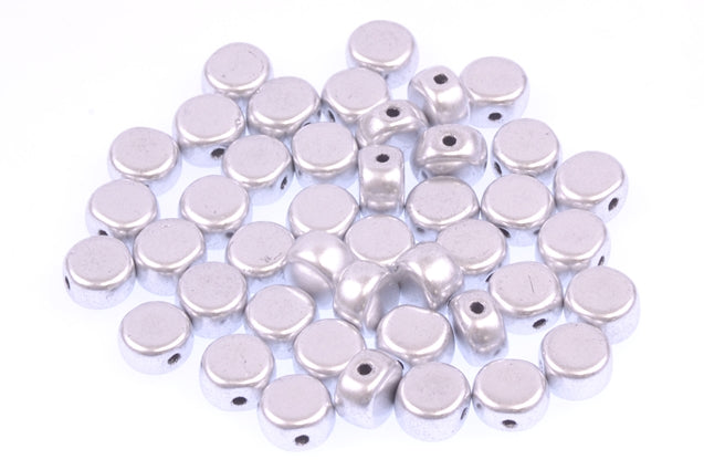 Flat Round Beads 6 mm, Silver Matte (1700), Bohemia Crystal Glass, Czechia 11109018