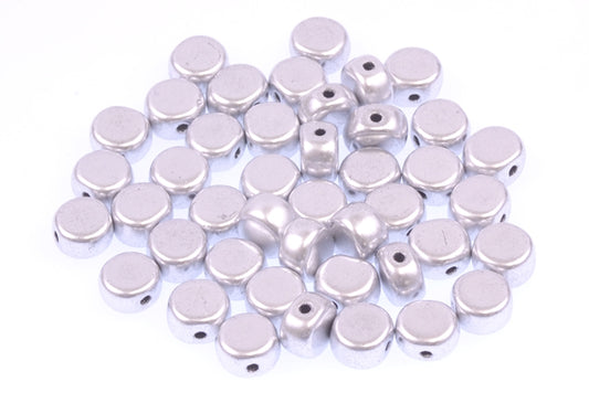 Flat Round Beads 6 mm, Silver Matte (1700), Bohemia Crystal Glass, Czechia 11109018