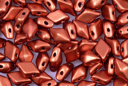 DiamonDuo 2-hole Beads Rhombus Gemduo 5 x 8 mm, Copper Matt (1750), Bohemia Crystal Glass, Czechia 11109025