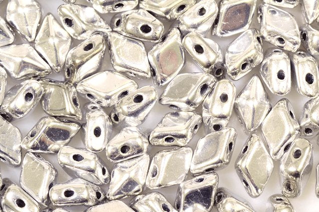 DiamonDuo 2-hole Beads Rhombus Gemduo 5 x 8 mm, Crystal Silver (30-27000), Bohemia Crystal Glass, Czechia 11109025