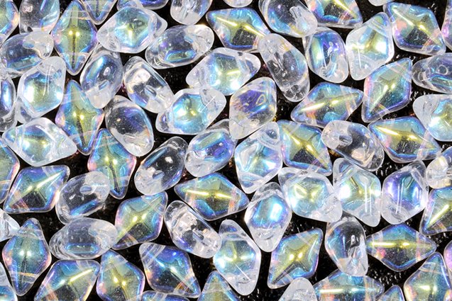DiamonDuo 2-hole Beads Rhombus Gemduo 5 x 8 mm, Crystal Ab (30-28701), Bohemia Crystal Glass, Czechia 11109025