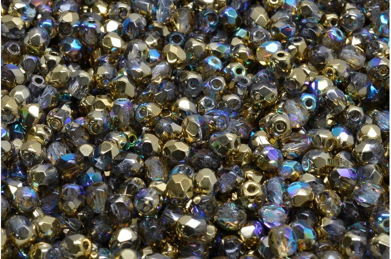 Fire Polish Faceted Round Beads 3mm, Crystal 98537 (00030-98537), Glass, Czech Republic