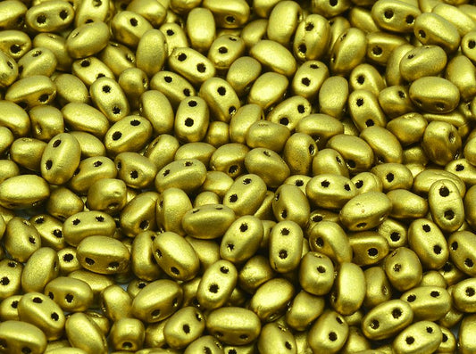 GBduo 2-hole Oval Beads (like SuperDuo) 2.5 x 5 mm, Olive Gold Brass (1720), Bohemia Crystal Glass, Czechia 11109029