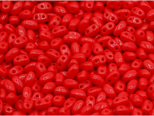 GBduo 2-hole Oval Beads Red Glass Czech Republic