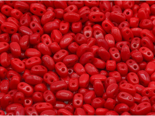 GBduo 2-hole Oval Beads Opaque Red Glass Czech Republic