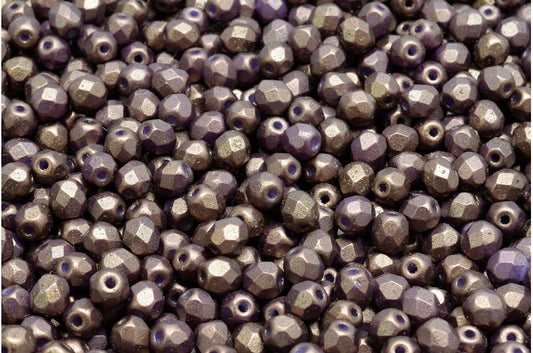 ファセットビーズラウンド、チョークホワイト 24107 (03000-24107)、ボヘミアクリスタルガラス、チェコ共和国