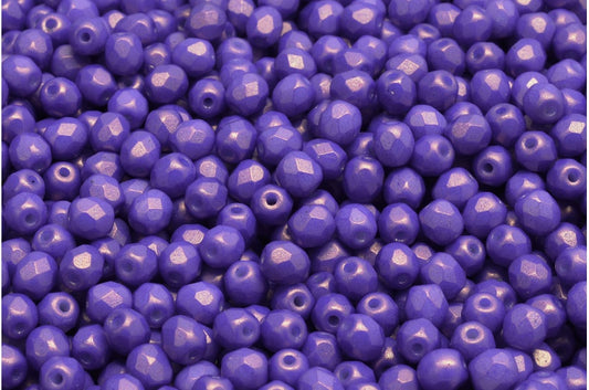 Fire Polished Faceted Beads Round, Chalk White 24110 (03000-24110), Bohemia Crystal Glass, Czech Republic